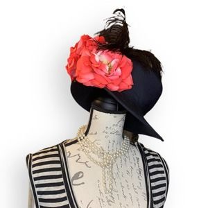 Vintage rose Blossom & feathers Hat